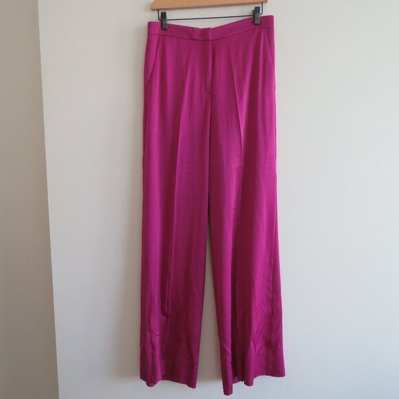 MARELLA Scorza High Rise Wide Leg Satin Pants in Purple Luxury - Size US 10 - Picture 2 of 11